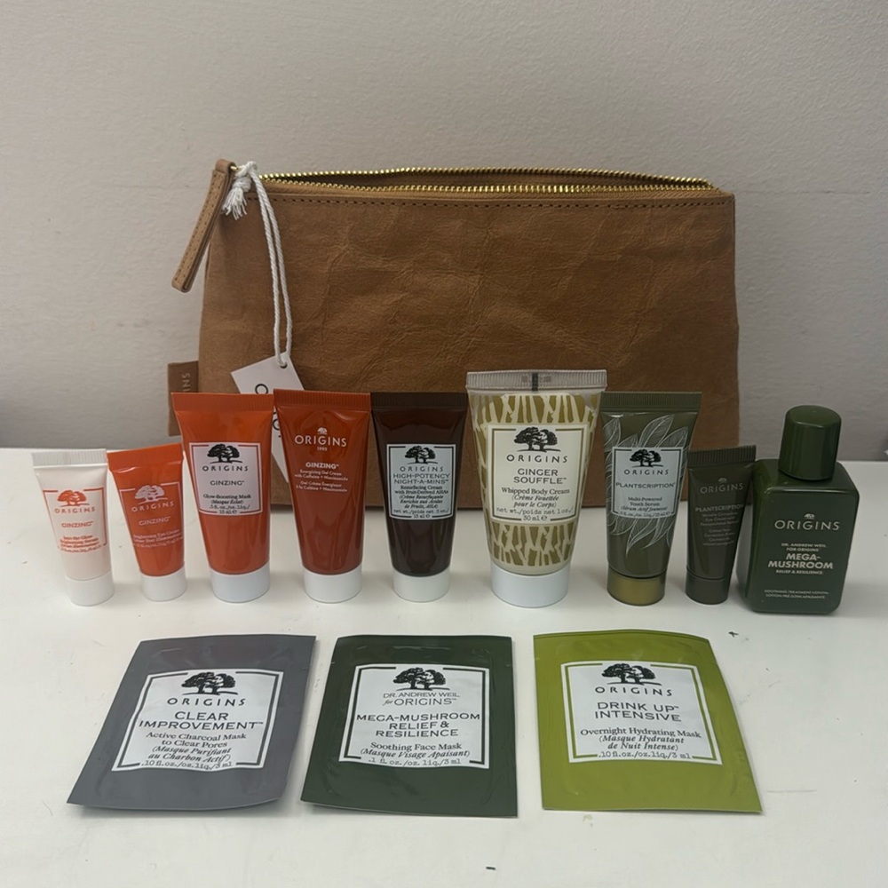 Origins pouch and samples